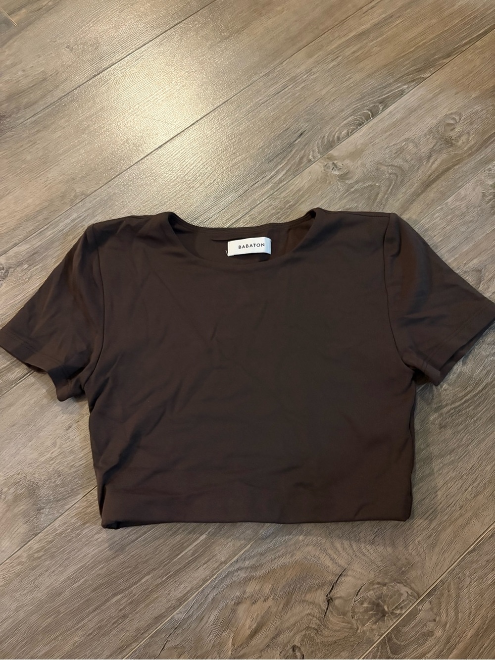 Aritzia (Babaton) Contour Crew Cropped T-Shirt Brown